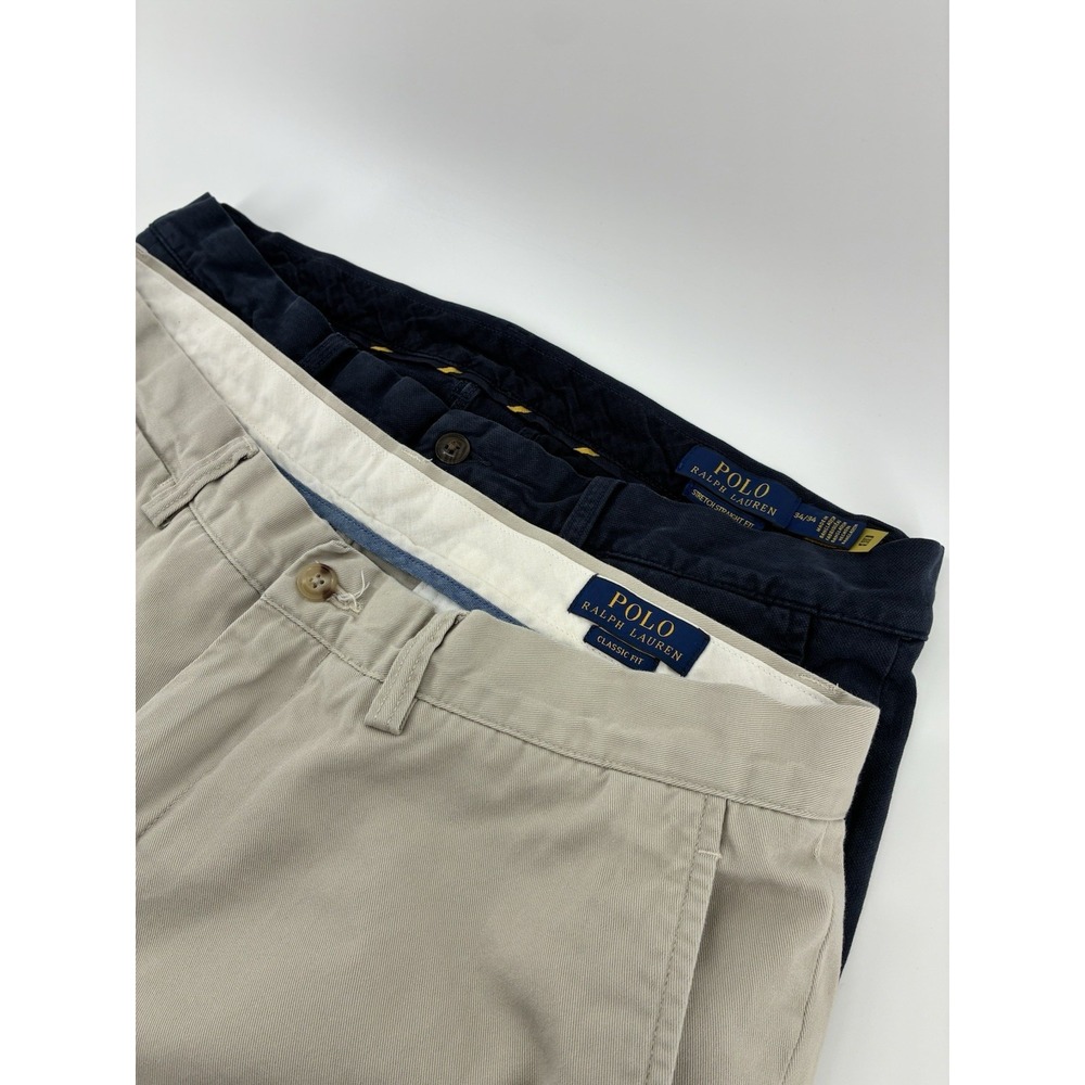 Lot Of 2 Polo Ralph Lauren Classic Fit Stretch Straight Fit Chinos 34X32